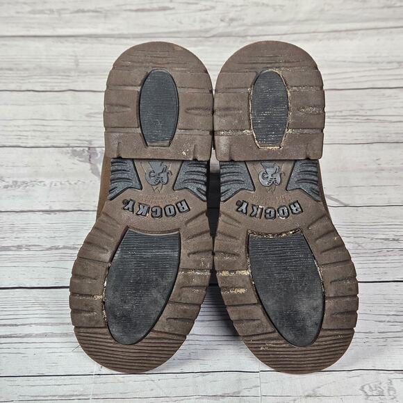 Rocky Kid's WP Waterproof Western Boot for Boys & Girls Brown Leather Size 2.5M - Picture 5 of 7